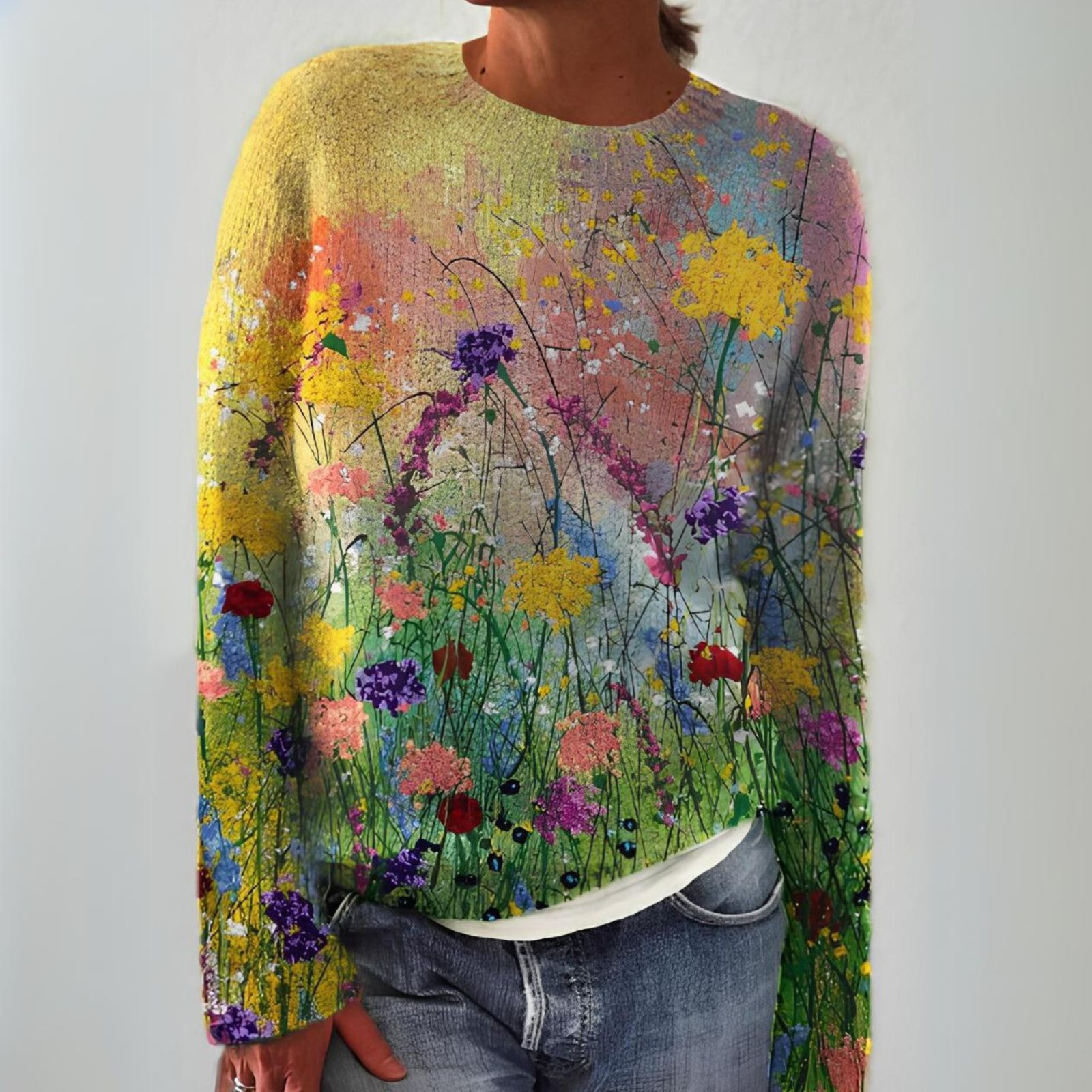 Marta | Comfortable floral art sweater